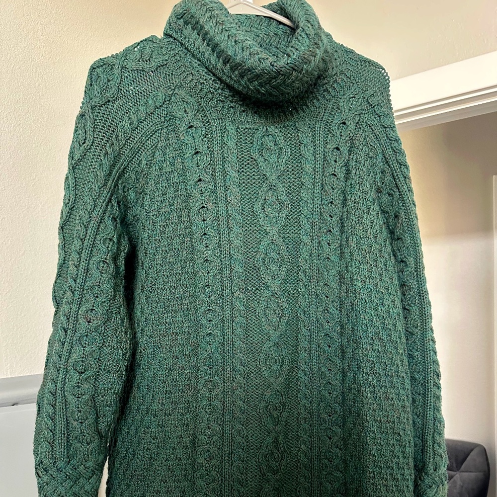 Belcare Ladies Aran Roll Neck Sweater in Green
